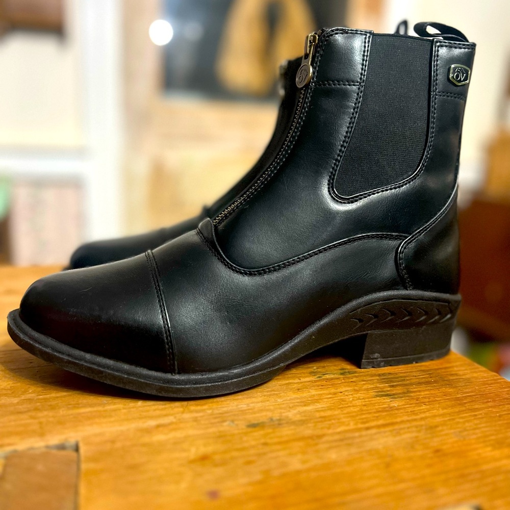 Ovation Black Zip Paddock Boots - Size 10